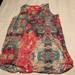 X-two size 14 sleeveless summer top. Multi coloured top, new or like new